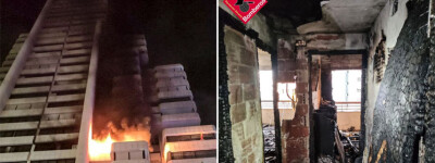 Жители спасались бегством на крышу от сильного пожара в высотном доме в Бенидорме