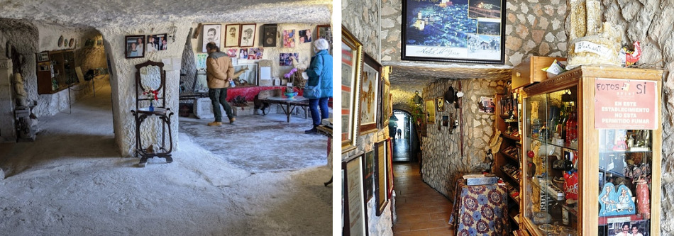 В пещерах Алькала-дель-Хукар местные жители делают кафе и сувенирные магазины.