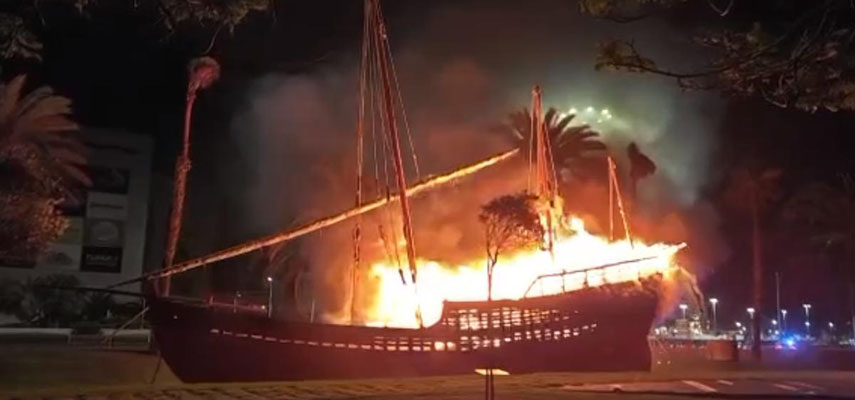В Лас-Пальмас-де-Гран-Канария сгорела копия корабля Христофора Колумба «Ла-Нинья»